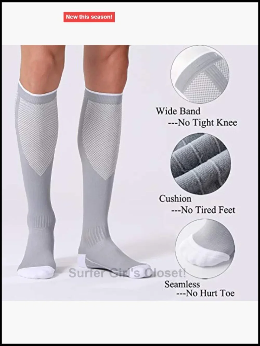 Compression Socks 20-30mmHg Athletic Knee-High Support for Running Travel